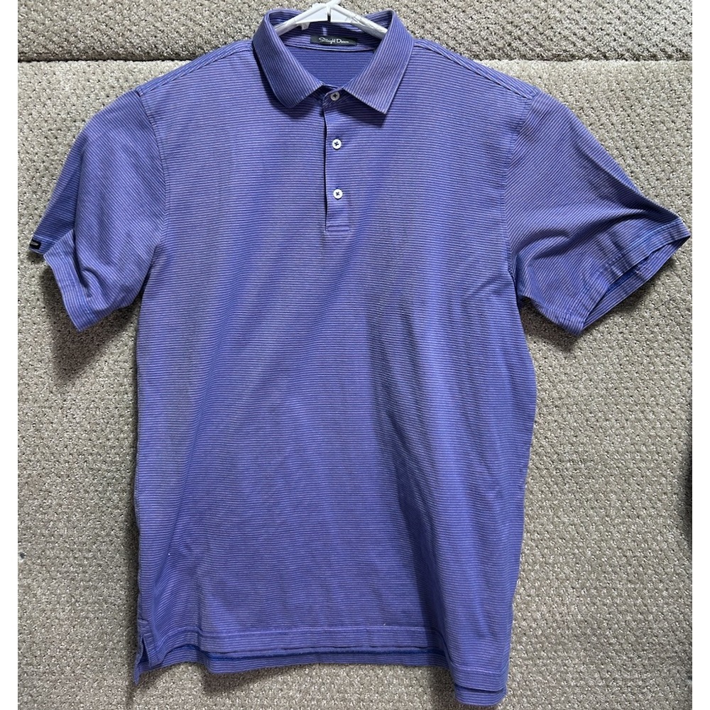 Straight Down Short Sleeve Polo Shirt‎ Multicolored Striped Size Large